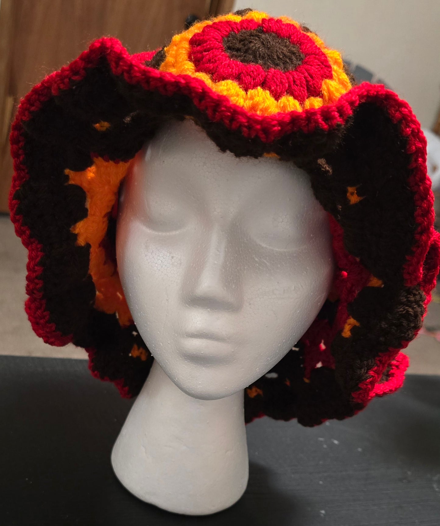 Crochet granny square bucket hats