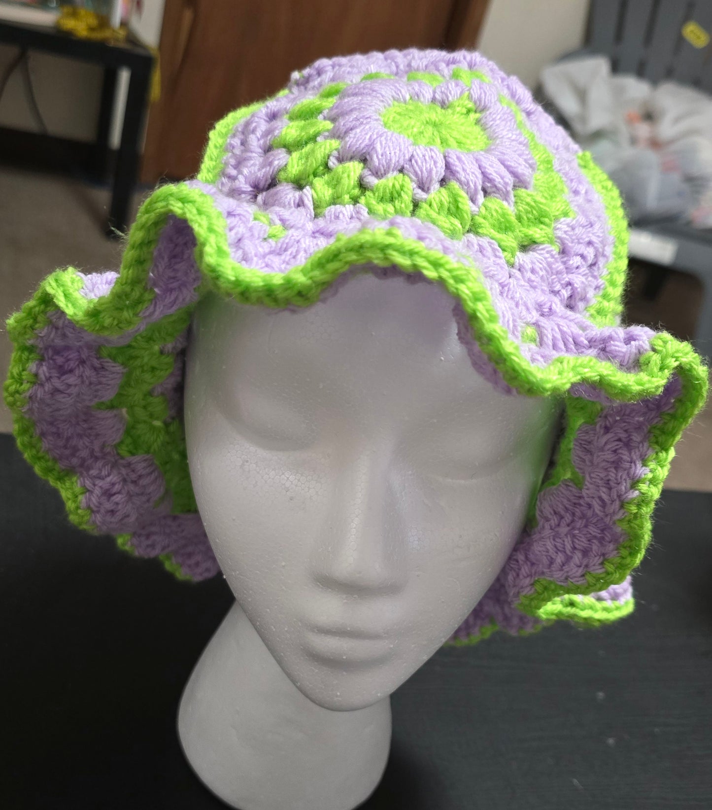 Crochet granny square bucket hats