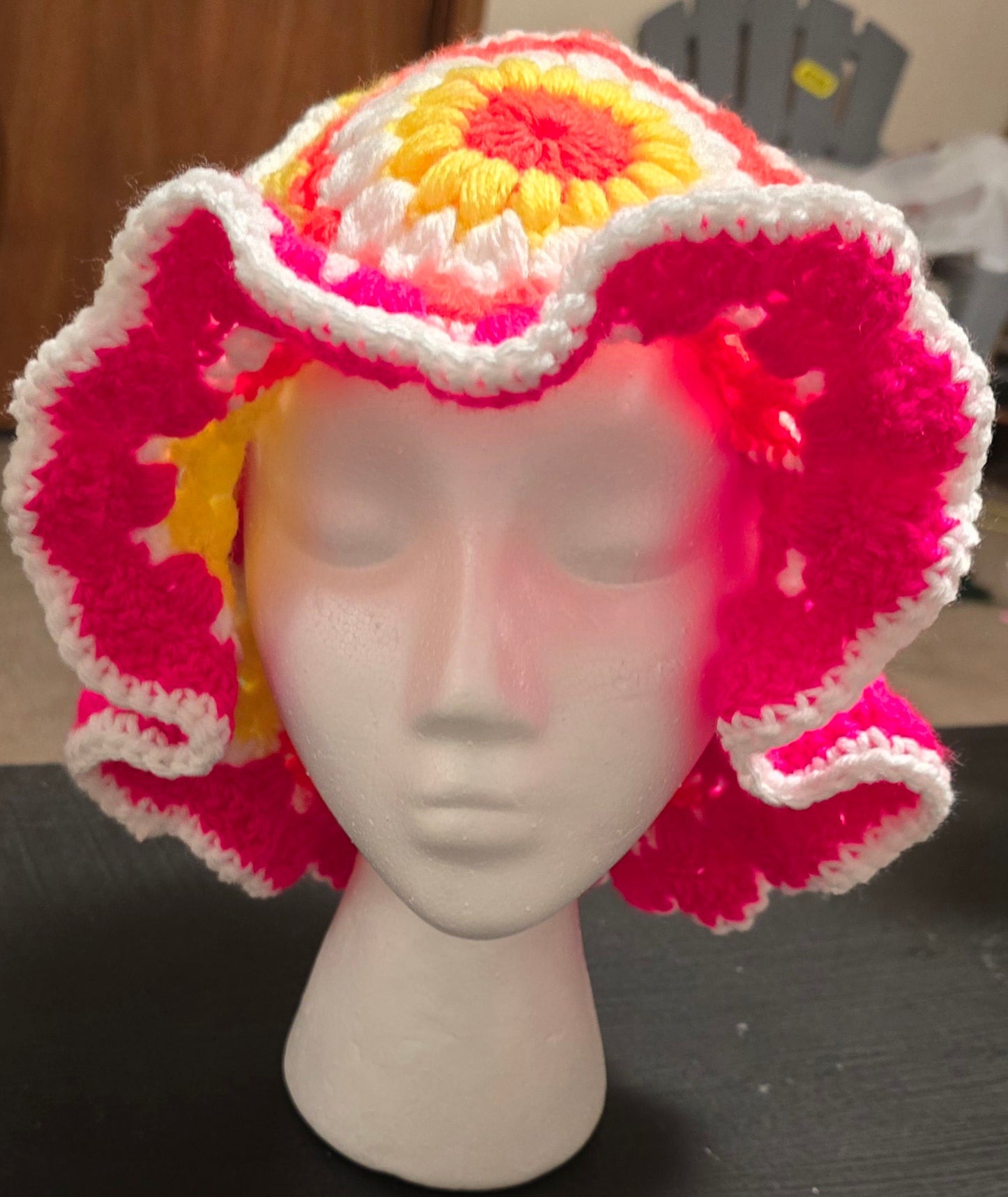 Crochet granny square bucket hats