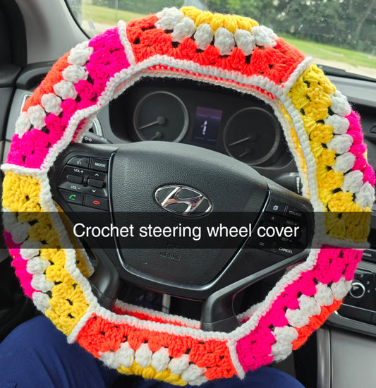 Crochet steering wheel covers